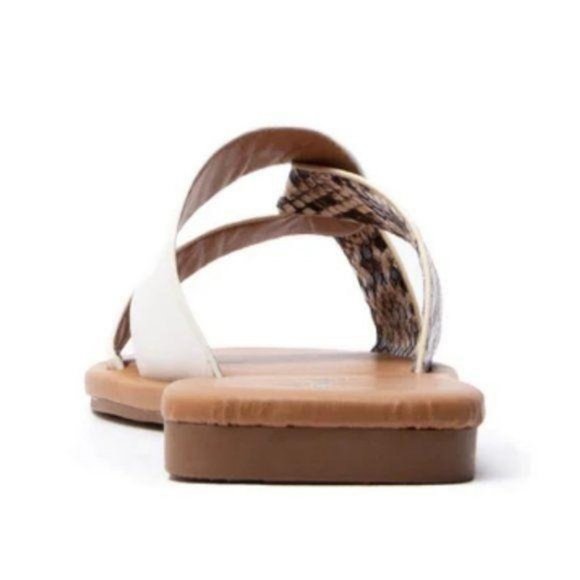 Sole Jealous Shoes New Twist Detail Slide Sandals In White Snake
